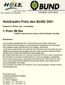 Holzkreativ Preis 2001